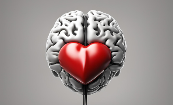 Heart overlayed on top of a brain